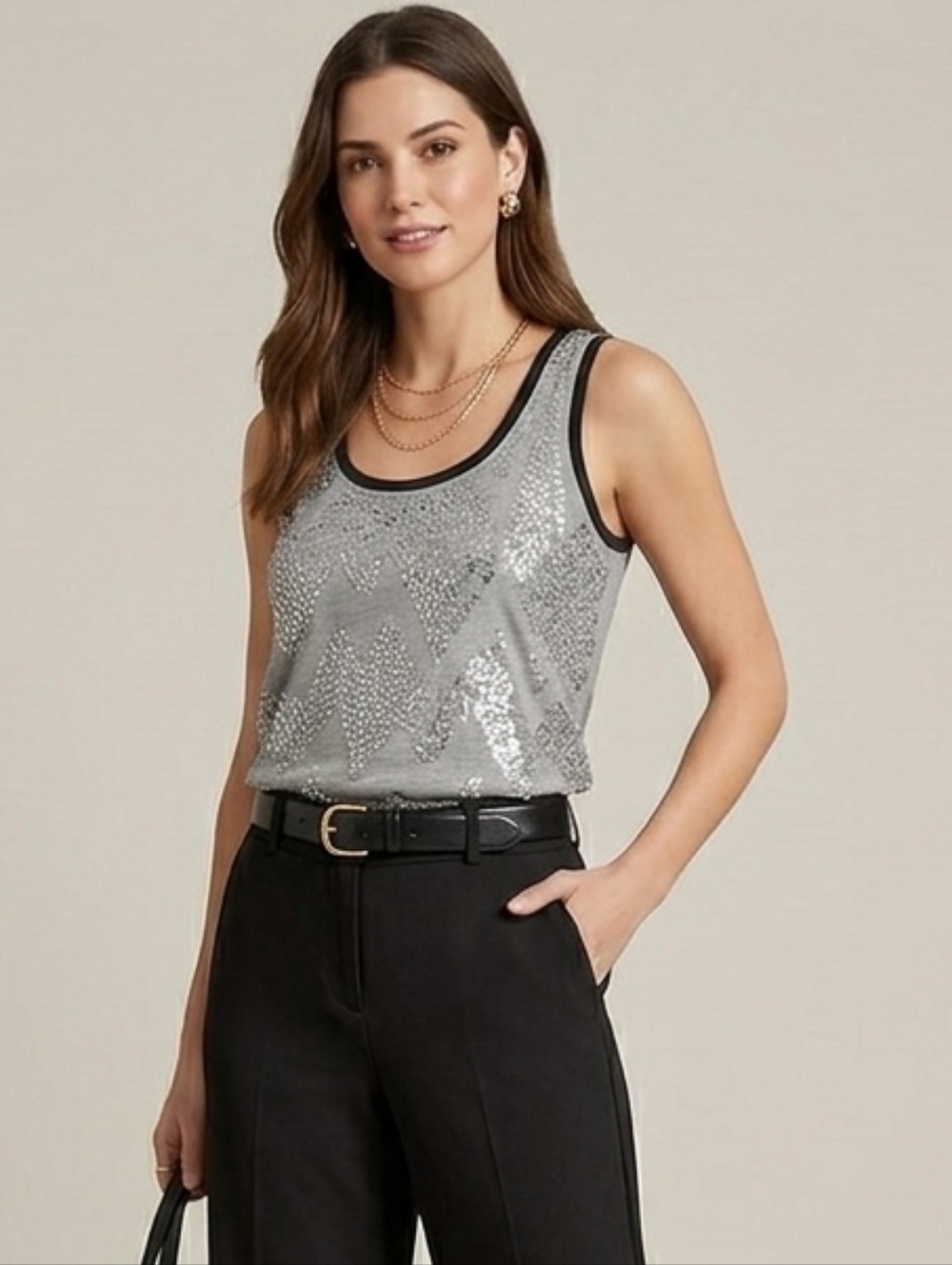 LINE & DOT - NWT Zig-Zag Sequin Tank Top